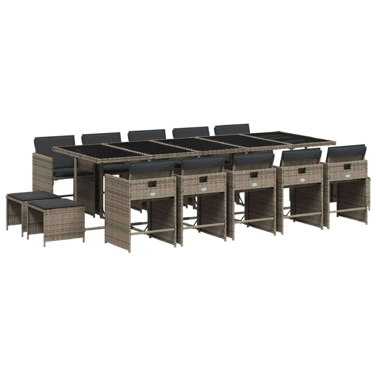 vidaXL 15-tlg Garten-Essgruppe mit Kissen Grau Poly Rattan Modell 3 vidaXL 15-tlg Garten-Essgruppe mit Kissen Grau Poly Rattan Modell 3 von VIDAXL