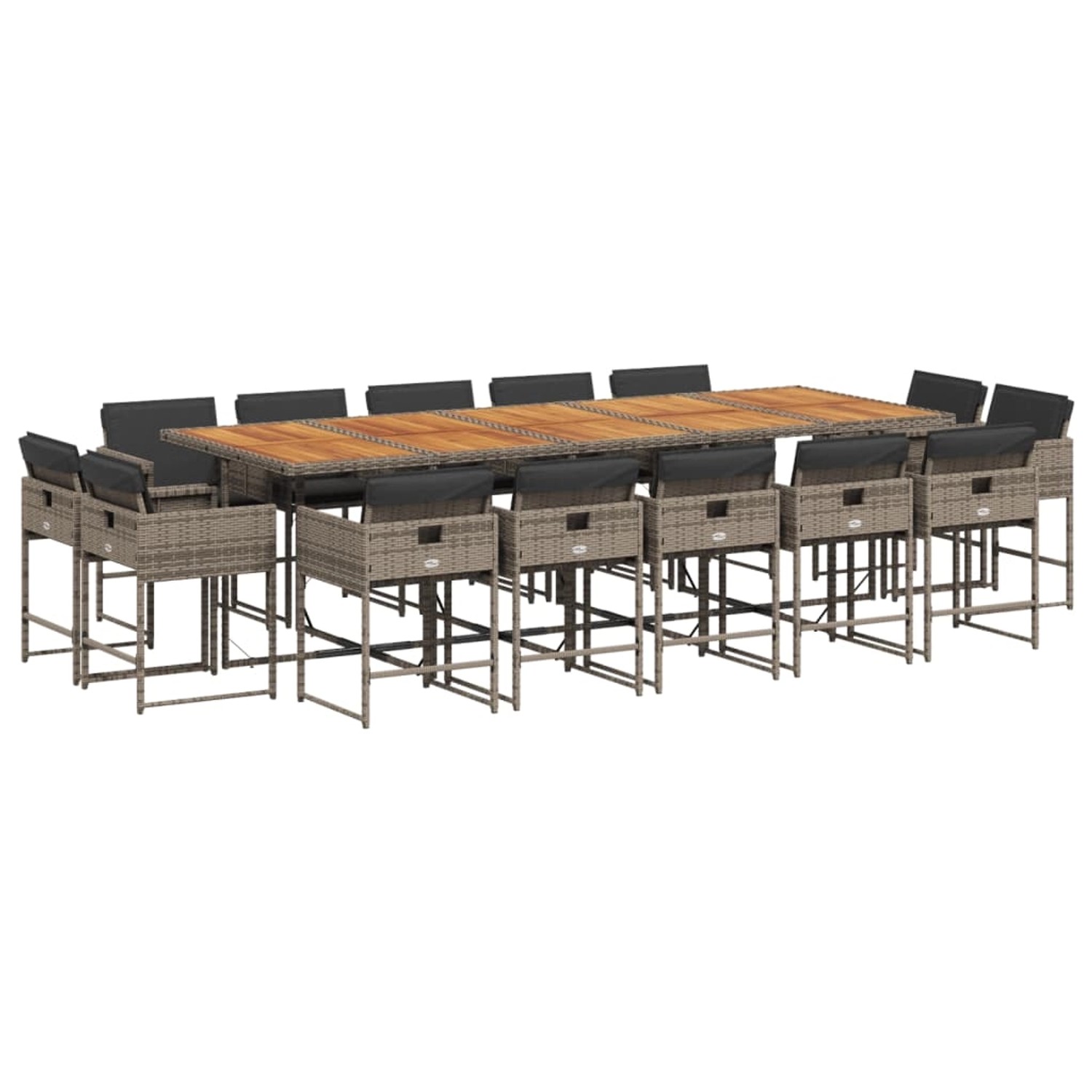 vidaXL 15-tlg Garten-Essgruppe mit Kissen Grau Poly Rattan Modell 9 vidaXL 15-tlg Garten-Essgruppe mit Kissen Grau Poly Rattan Modell 9 von VIDAXL