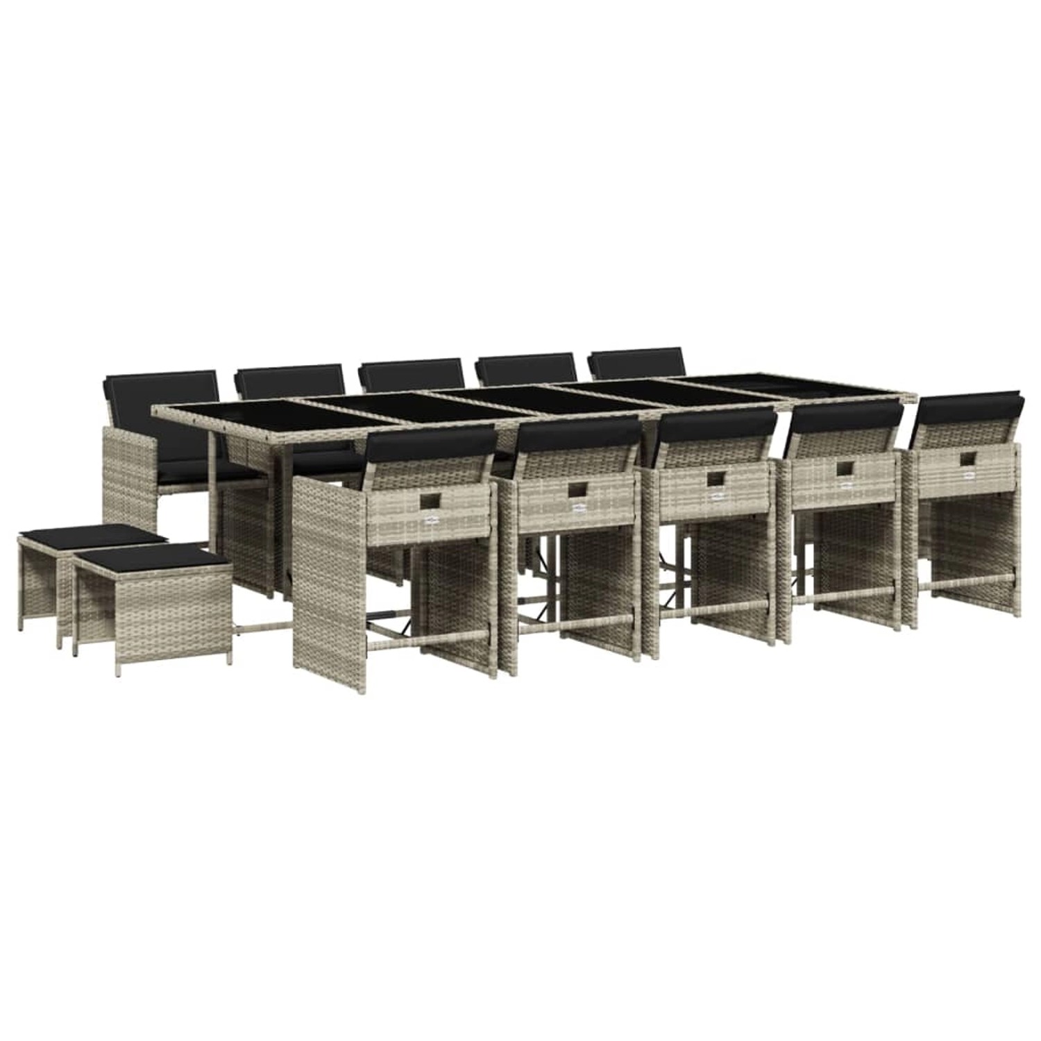 vidaXL 15-tlg Garten-Essgruppe mit Kissen Hellgrau Poly Rattan Modell 2 vidaXL 15-tlg Garten-Essgruppe mit Kissen Hellgrau Poly Rattan Modell 2 von VIDAXL