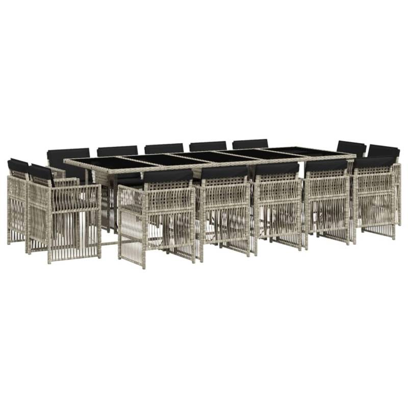 vidaXL 15-tlg Garten-Essgruppe mit Kissen Hellgrau Poly Rattan Modell 6 von VIDAXL
