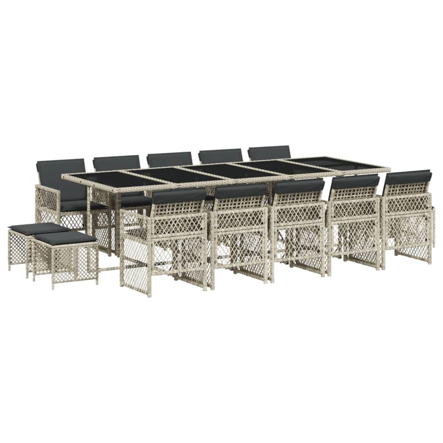 vidaXL 15-tlg Garten-Essgruppe mit Kissen Hellgrau Poly Rattan Modell 7 vidaXL 15-tlg Garten-Essgruppe mit Kissen Hellgrau Poly Rattan Modell 7 von VIDAXL