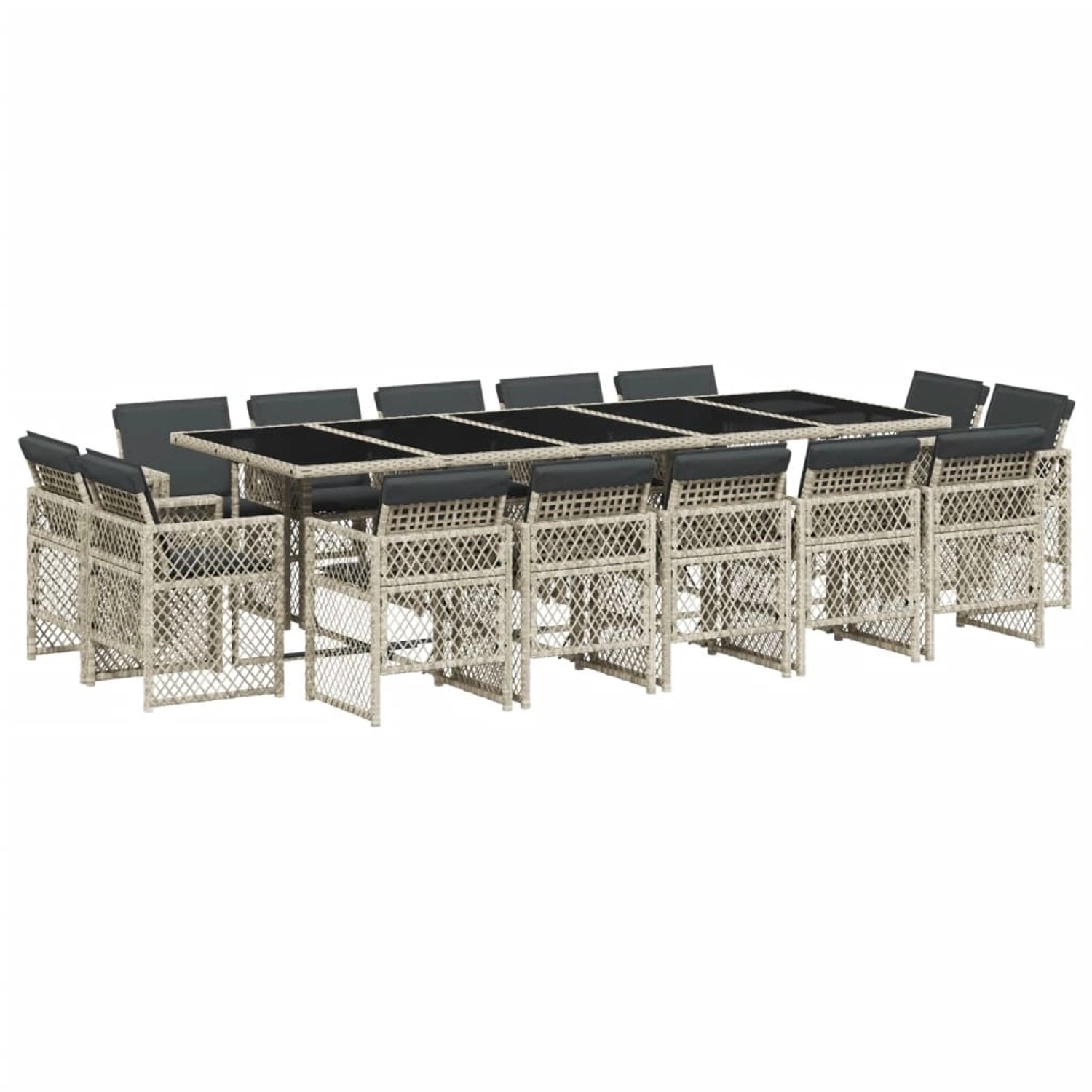 vidaXL 15-tlg Garten-Essgruppe mit Kissen Hellgrau Poly Rattan Modell 8 vidaXL 15-tlg Garten-Essgruppe mit Kissen Hellgrau Poly Rattan Modell 8 von VIDAXL