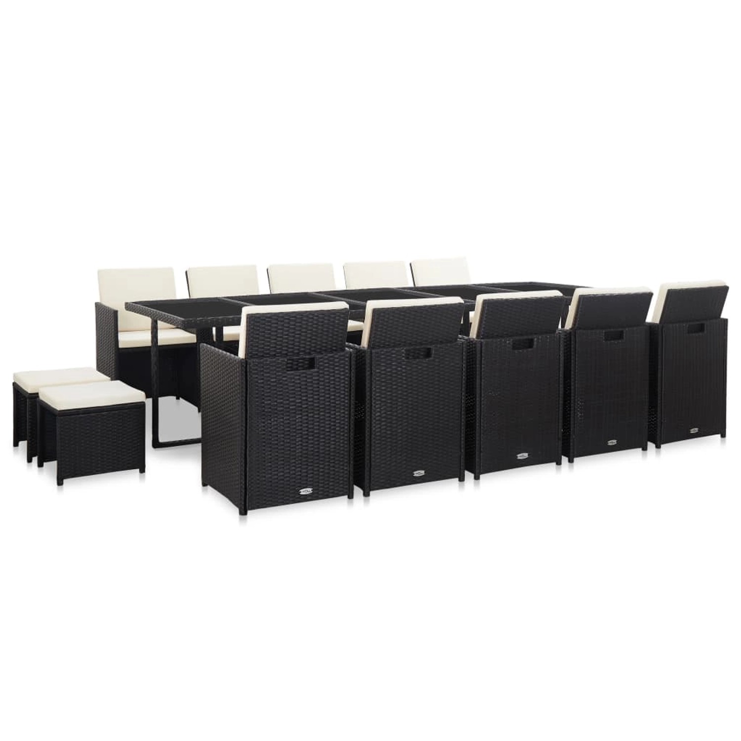 vidaXL 15-tlg Garten-Essgruppe mit Kissen Poly Rattan Schwarz Modell 1 vidaXL 15-tlg Garten-Essgruppe mit Kissen Poly Rattan Schwarz Modell 1 von VIDAXL