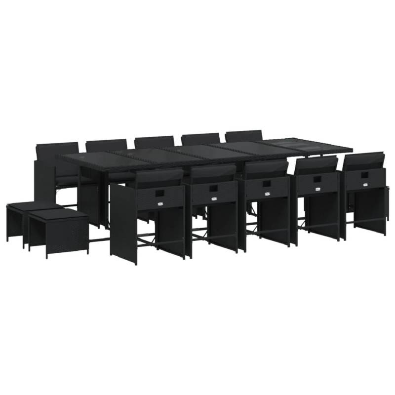 vidaXL 15-tlg Garten-Essgruppe mit Kissen Schwarz Poly Rattan Modell 11 von VIDAXL