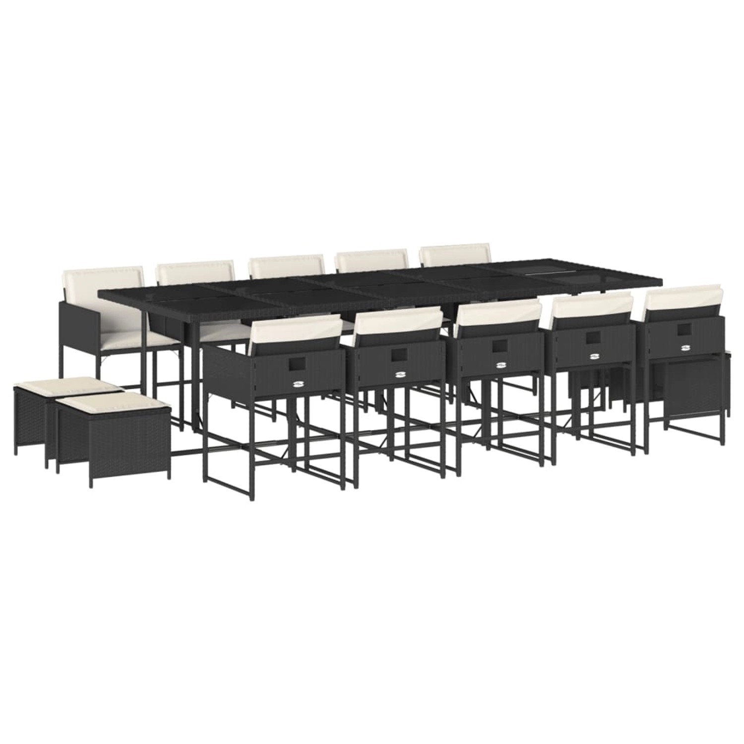vidaXL 15-tlg Garten-Essgruppe mit Kissen Schwarz Poly Rattan Modell 2 vidaXL 15-tlg Garten-Essgruppe mit Kissen Schwarz Poly Rattan Modell 2 von VIDAXL