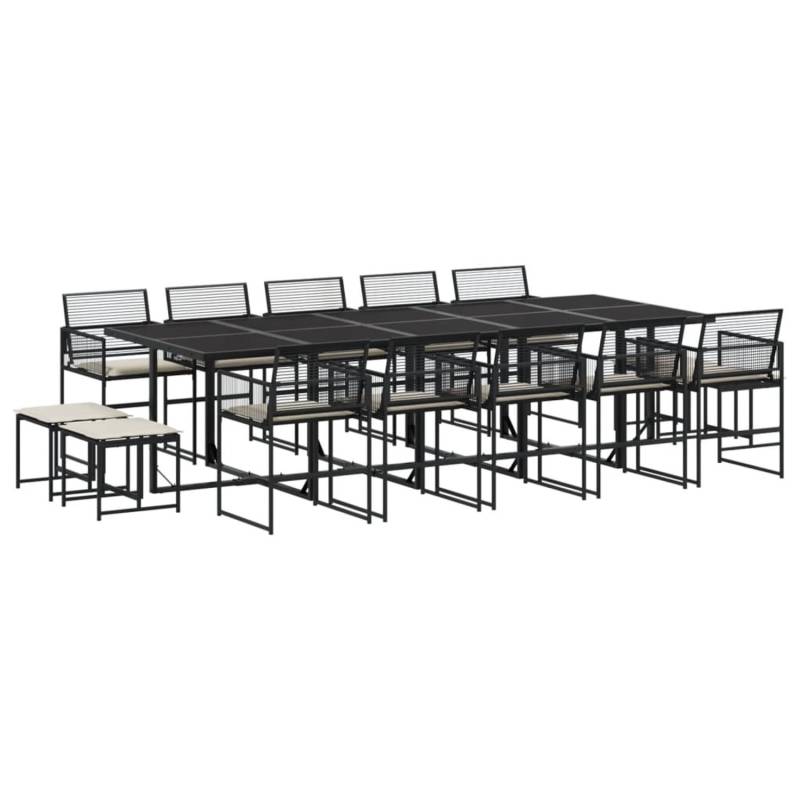 vidaXL 15-tlg Garten-Essgruppe mit Kissen Schwarz Poly Rattan Modell 23 von VIDAXL