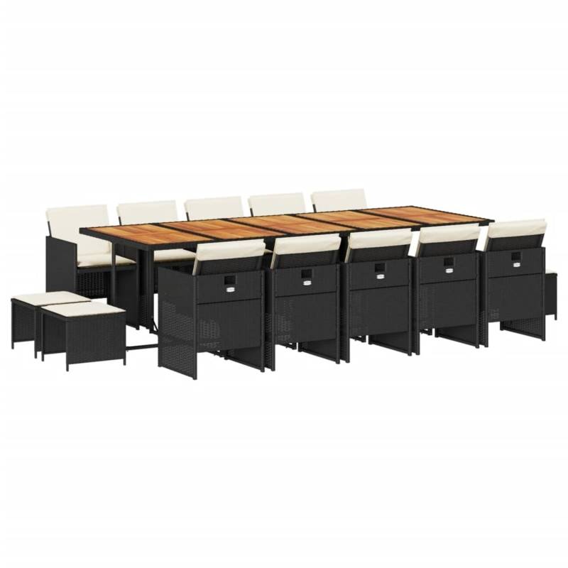 vidaXL 15-tlg Garten-Essgruppe mit Kissen Schwarz Poly Rattan Modell 8 von VIDAXL