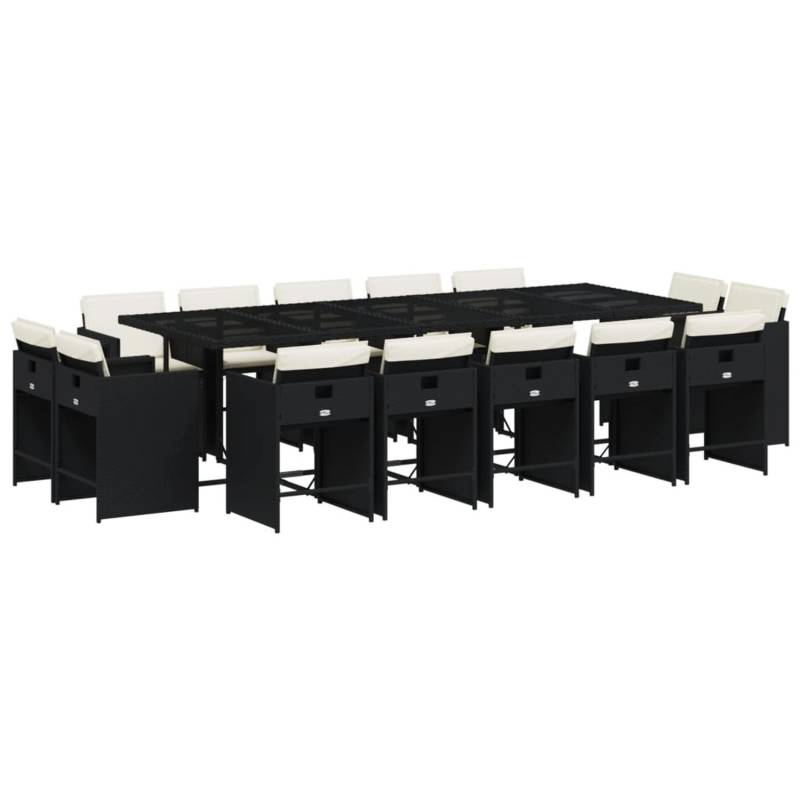 vidaXL 15-tlg Garten-Essgruppe mit Kissen Schwarz Poly Rattan Modell 9 von VIDAXL