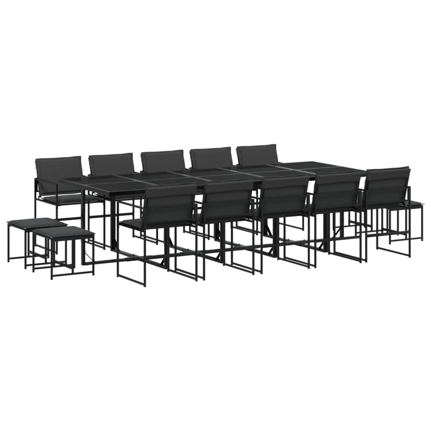 vidaXL 15-tlg Garten-Essgruppe mit Kissen Schwarz Textilene vidaXL 15-tlg Garten-Essgruppe mit Kissen Schwarz Textilene von VIDAXL