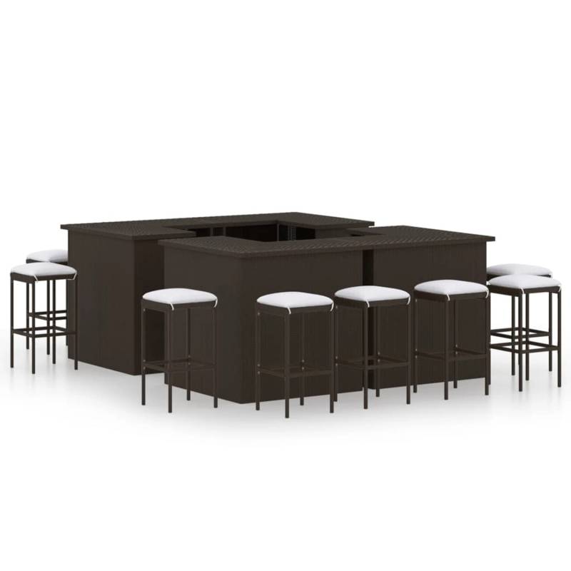 vidaXL 16-tlg Gartenbar-Set mit Kissen Poly Rattan Braun von VIDAXL