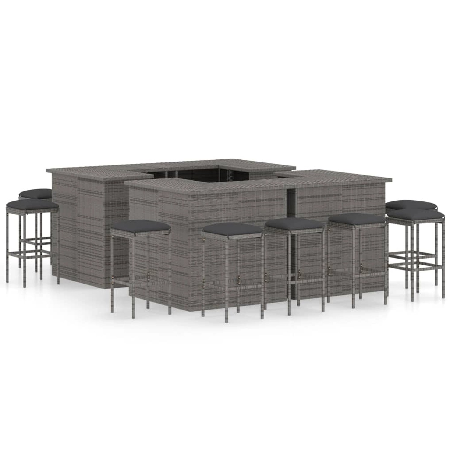vidaXL 16-tlg Gartenbar-Set mit Kissen Poly Rattan Grau vidaXL 16-tlg Gartenbar-Set mit Kissen Poly Rattan Grau von VIDAXL