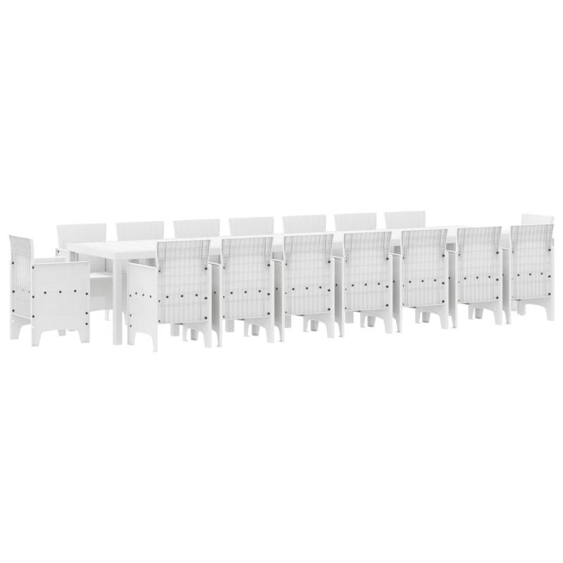 vidaXL 17-Teiliges Garten-Esszimmer-Set Weiß Poly-Rattan 3378662 von VIDAXL