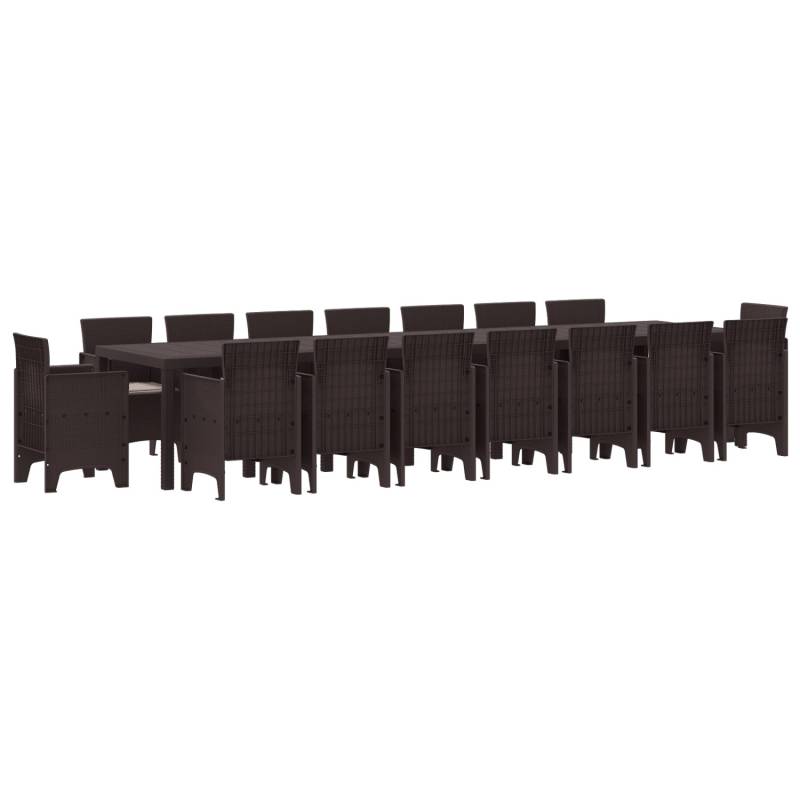 vidaXL 17-Teiliges Garten Esszimmer Set mit Kissen Braun Poly-Rattan 3378658 von VIDAXL