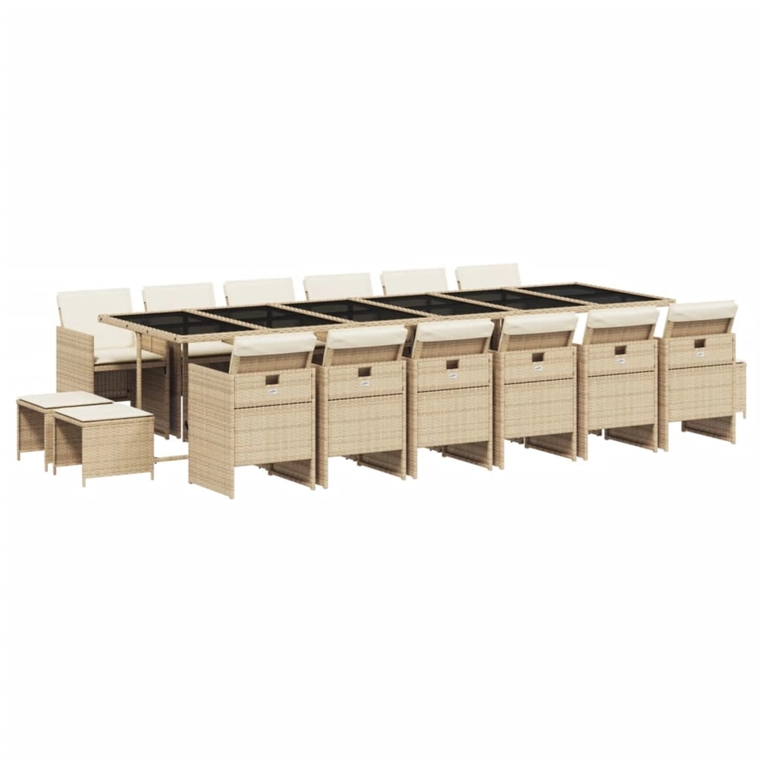 vidaXL 17-tlg Garten-Essgruppe mit Kissen Beige Poly Rattan Modell 10 vidaXL 17-tlg Garten-Essgruppe mit Kissen Beige Poly Rattan Modell 10 von VIDAXL