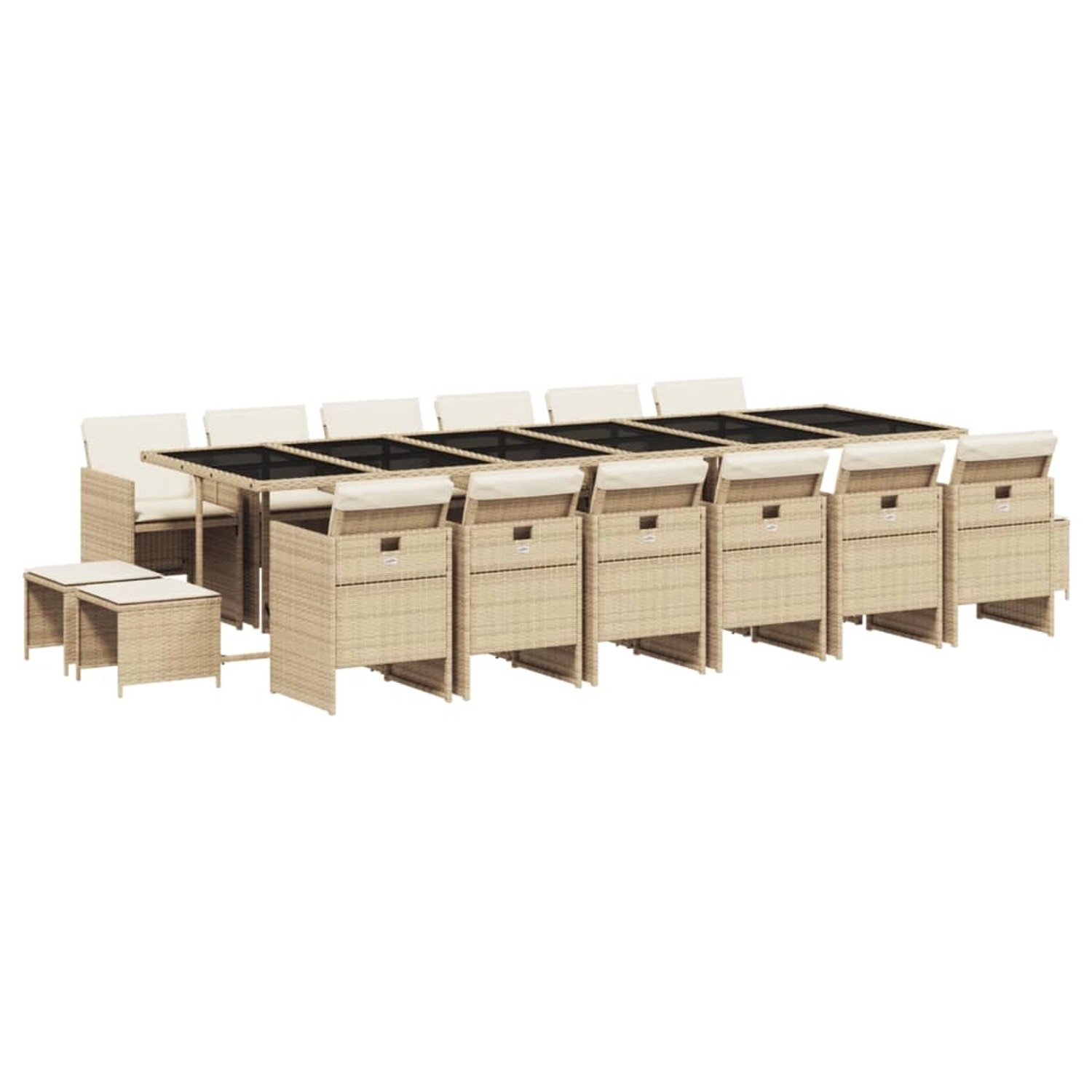 vidaXL 17-tlg Garten-Essgruppe mit Kissen Beige Poly Rattan Modell 12 vidaXL 17-tlg Garten-Essgruppe mit Kissen Beige Poly Rattan Modell 12 von VIDAXL