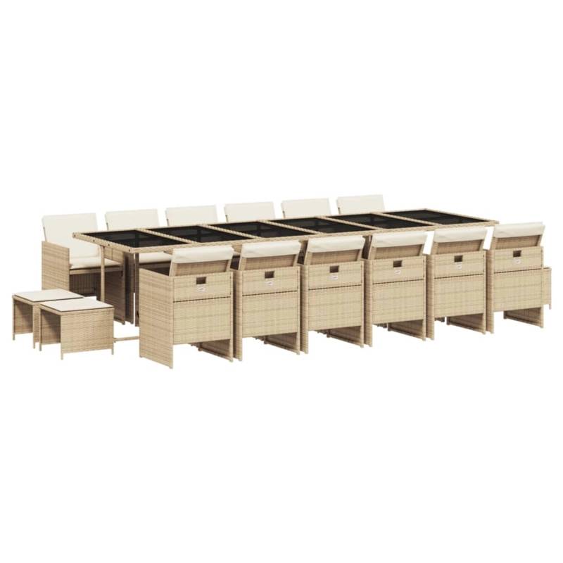 vidaXL 17-tlg Garten-Essgruppe mit Kissen Beige Poly Rattan Modell 12 von VIDAXL