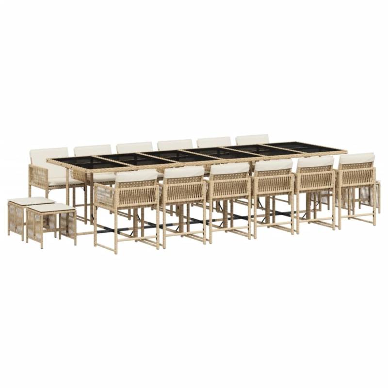 vidaXL 17-tlg Garten-Essgruppe mit Kissen Beige Poly Rattan Modell 13 von VIDAXL