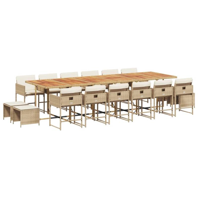 vidaXL 17-tlg Garten-Essgruppe mit Kissen Beige Poly Rattan Modell 5 von VIDAXL