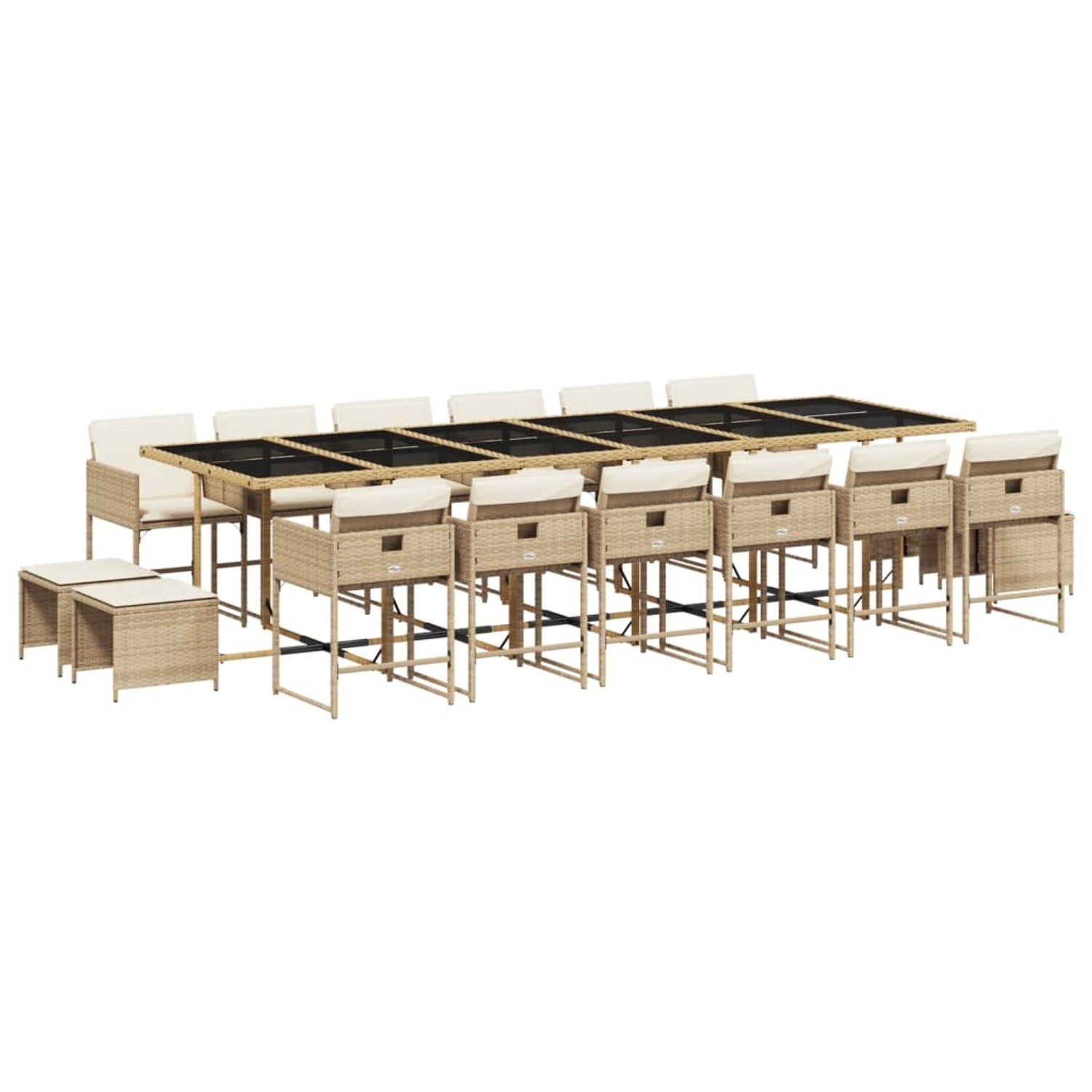 vidaXL 17-tlg Garten-Essgruppe mit Kissen Beige Poly Rattan Modell 7 vidaXL 17-tlg Garten-Essgruppe mit Kissen Beige Poly Rattan Modell 7 von VIDAXL
