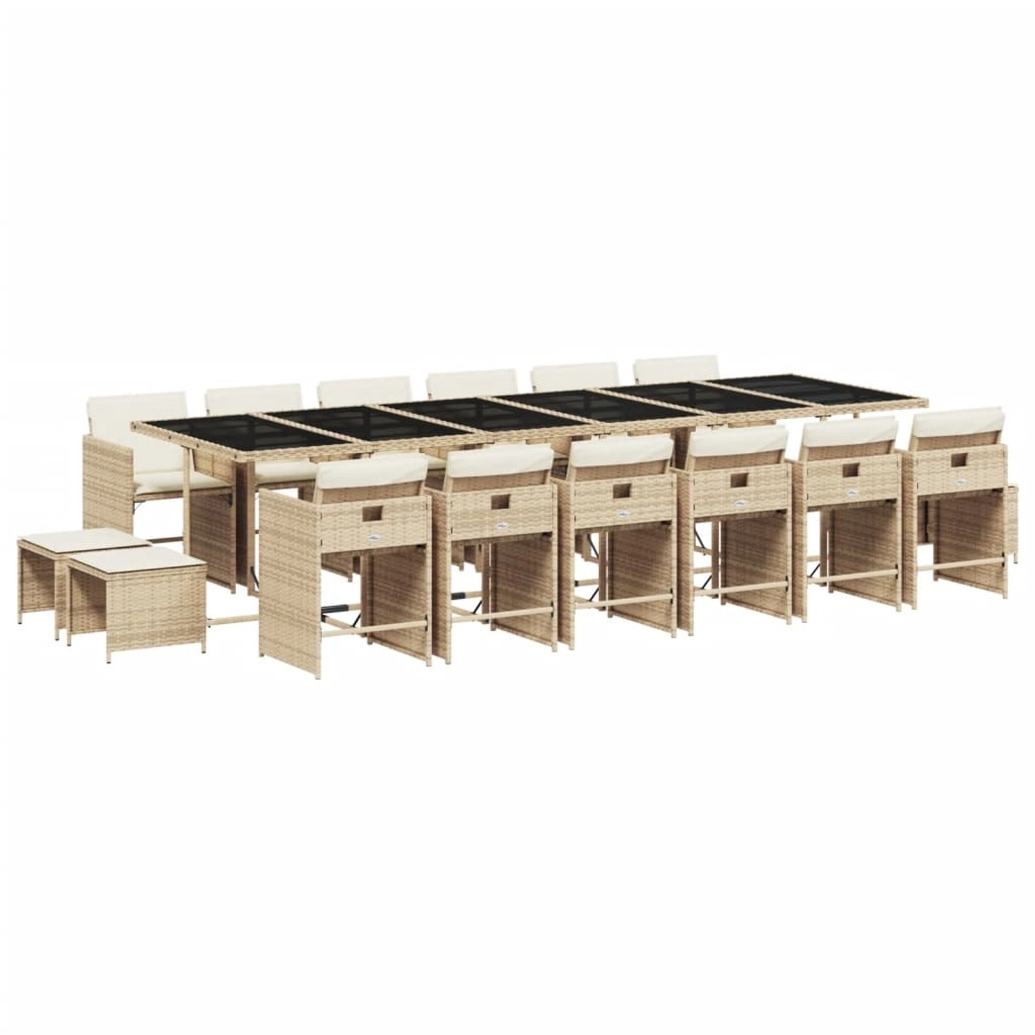 vidaXL 17-tlg Garten-Essgruppe mit Kissen Beige Poly Rattan Modell 9 von VIDAXL