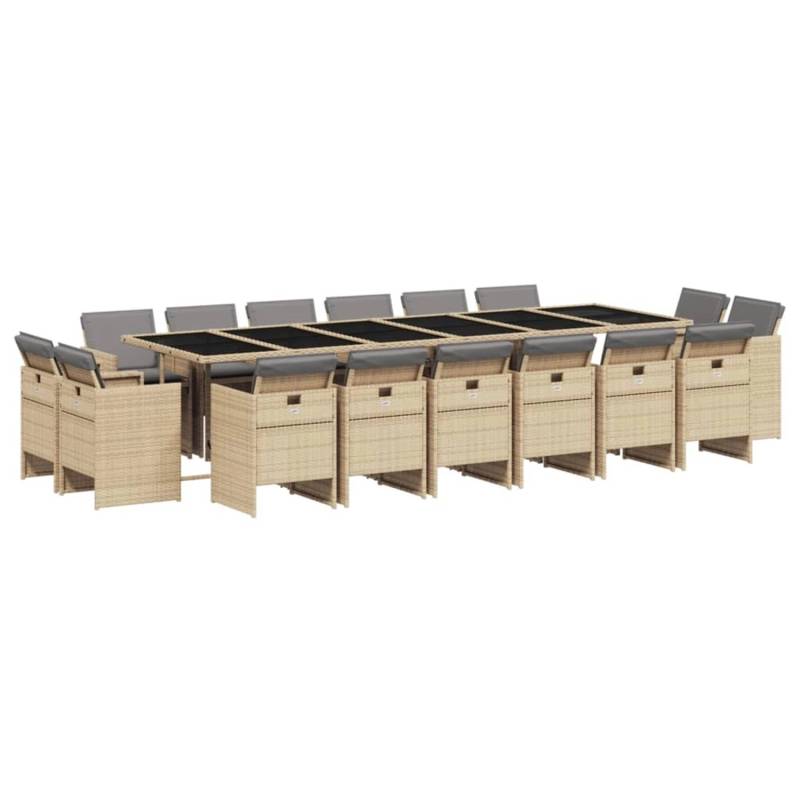 vidaXL 17-tlg Garten-Essgruppe mit Kissen Beigemischung Poly Rattan Modell 1 von VIDAXL