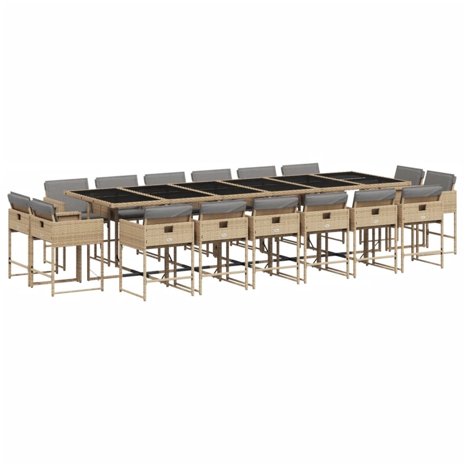 vidaXL 17-tlg Garten-Essgruppe mit Kissen Beigemischung Poly Rattan Modell 4 von VIDAXL