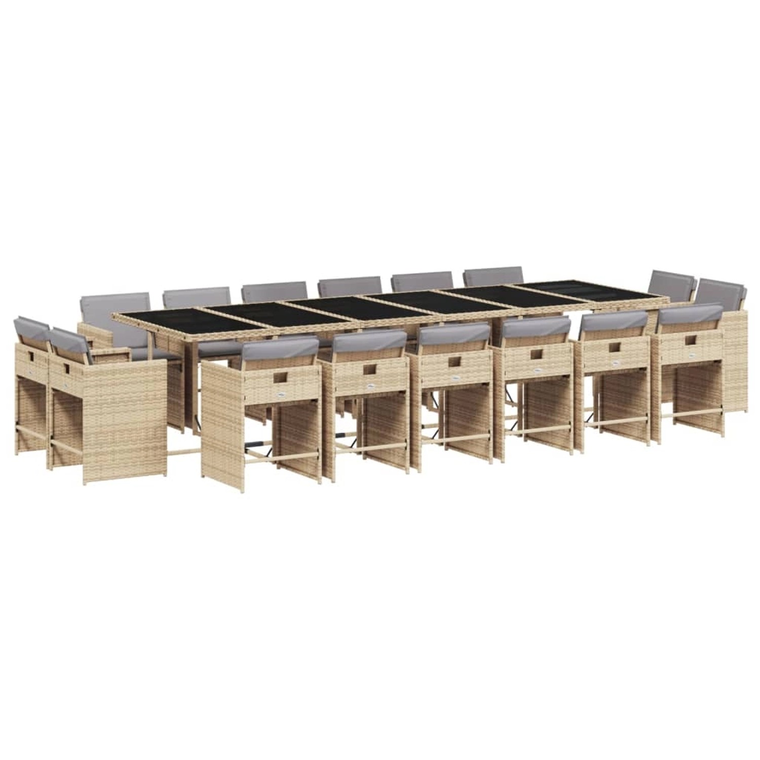 vidaXL 17-tlg Garten-Essgruppe mit Kissen Beigemischung Poly Rattan Modell 5 von VIDAXL