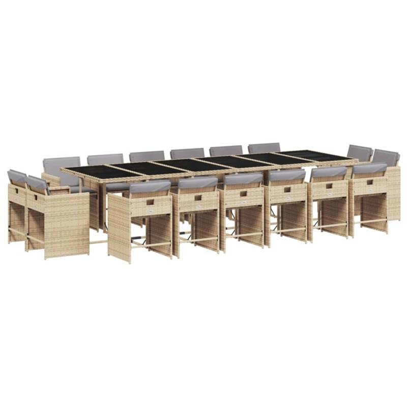 vidaXL 17-tlg Garten-Essgruppe mit Kissen Beigemischung Poly Rattan Modell 5 von VIDAXL