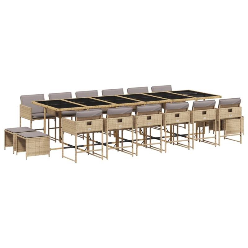 vidaXL 17-tlg Garten-Essgruppe mit Kissen Beigemischung Poly Rattan Modell 8 von VIDAXL