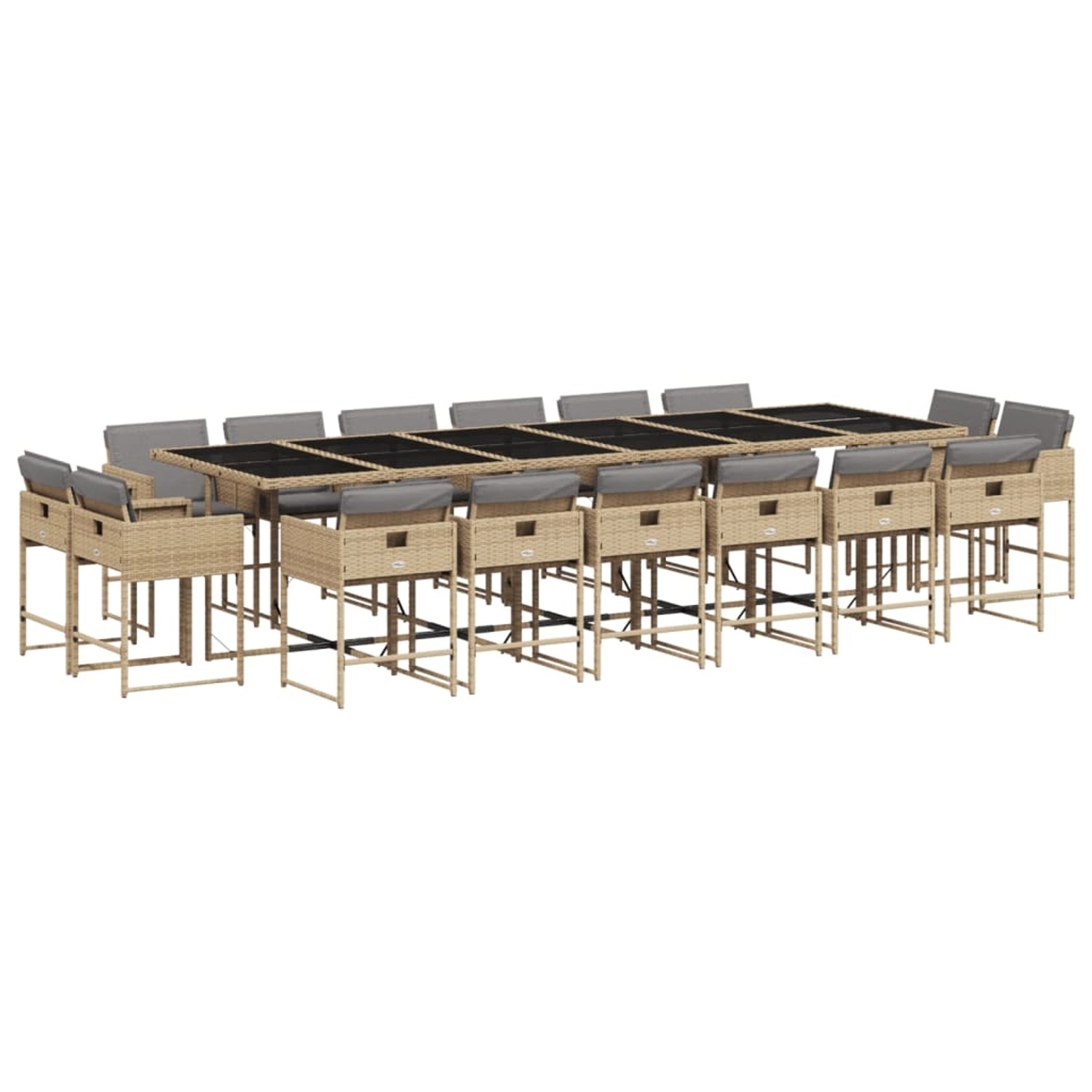 vidaXL 17-tlg Garten-Essgruppe mit Kissen Beigemischung Poly Rattan Modell 9 von VIDAXL