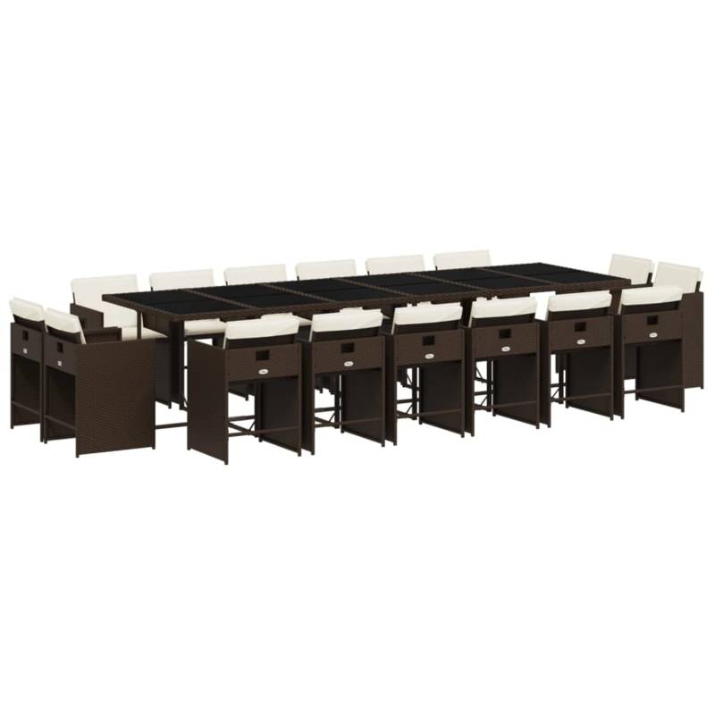 vidaXL 17-tlg Garten-Essgruppe mit Kissen Braun Poly Rattan Modell 1 von VIDAXL