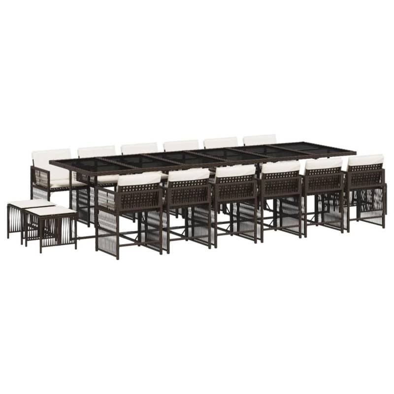 vidaXL 17-tlg Garten-Essgruppe mit Kissen Braun Poly Rattan Modell 10 von VIDAXL