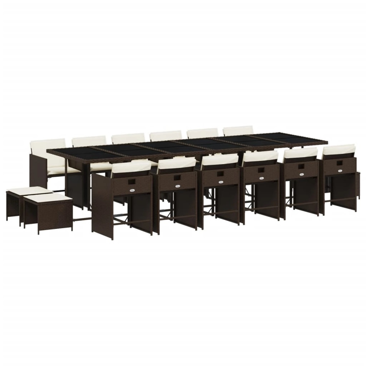 vidaXL 17-tlg Garten-Essgruppe mit Kissen Braun Poly Rattan Modell 3 vidaXL 17-tlg Garten-Essgruppe mit Kissen Braun Poly Rattan Modell 3 von VIDAXL