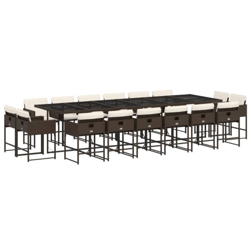vidaXL 17-tlg Garten-Essgruppe mit Kissen Braun Poly Rattan Modell 5 von VIDAXL