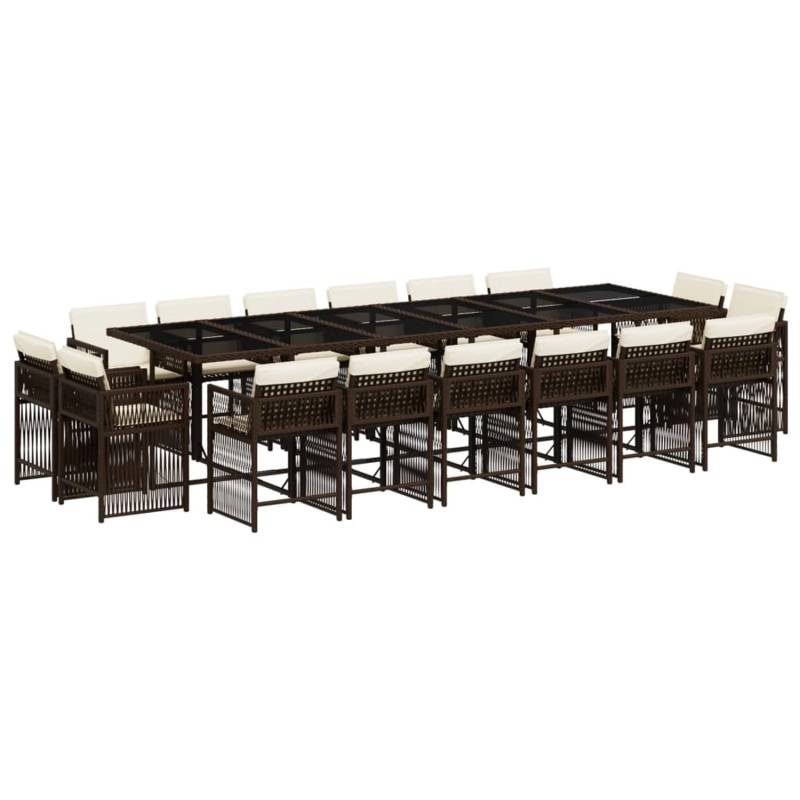 vidaXL 17-tlg Garten-Essgruppe mit Kissen Braun Poly Rattan Modell 6 von VIDAXL
