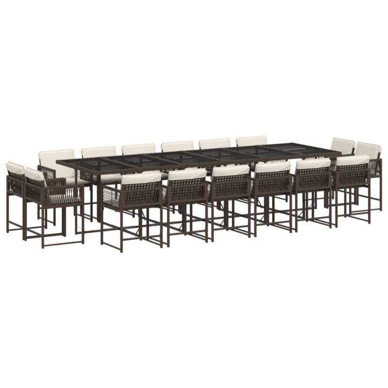 vidaXL 17-tlg Garten-Essgruppe mit Kissen Braun Poly Rattan Modell 7 von VIDAXL