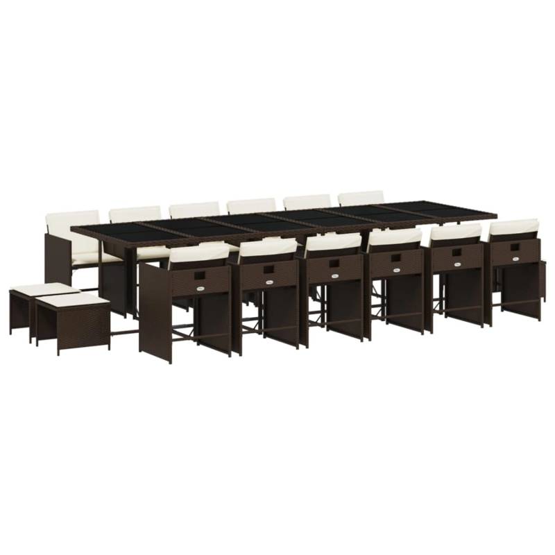 vidaXL 17-tlg Garten-Essgruppe mit Kissen Braun Poly Rattan Modell 8 von VIDAXL