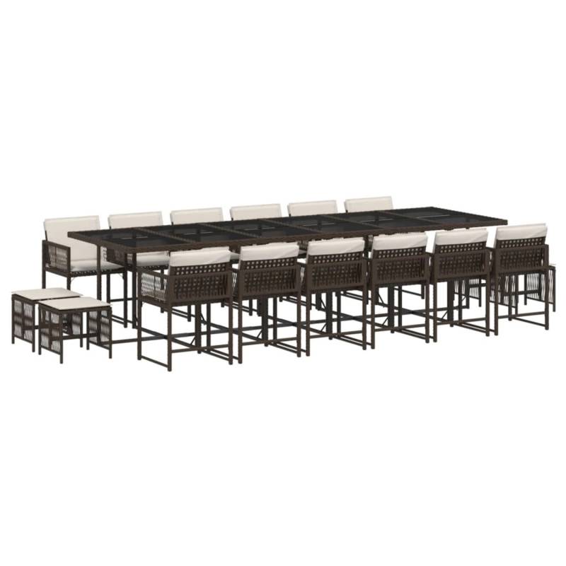 vidaXL 17-tlg Garten-Essgruppe mit Kissen Braun Poly Rattan Modell 9 von VIDAXL