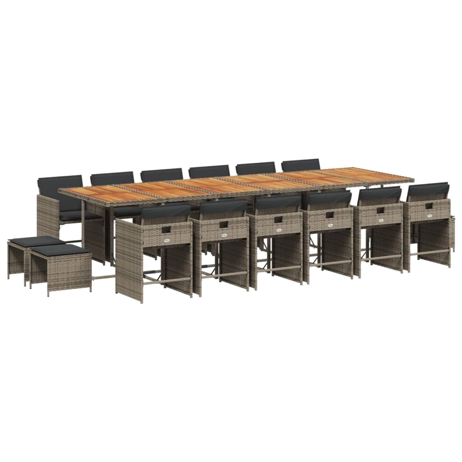 vidaXL 17-tlg Garten-Essgruppe mit Kissen Grau Poly Rattan Modell 13 vidaXL 17-tlg Garten-Essgruppe mit Kissen Grau Poly Rattan Modell 13 von VIDAXL
