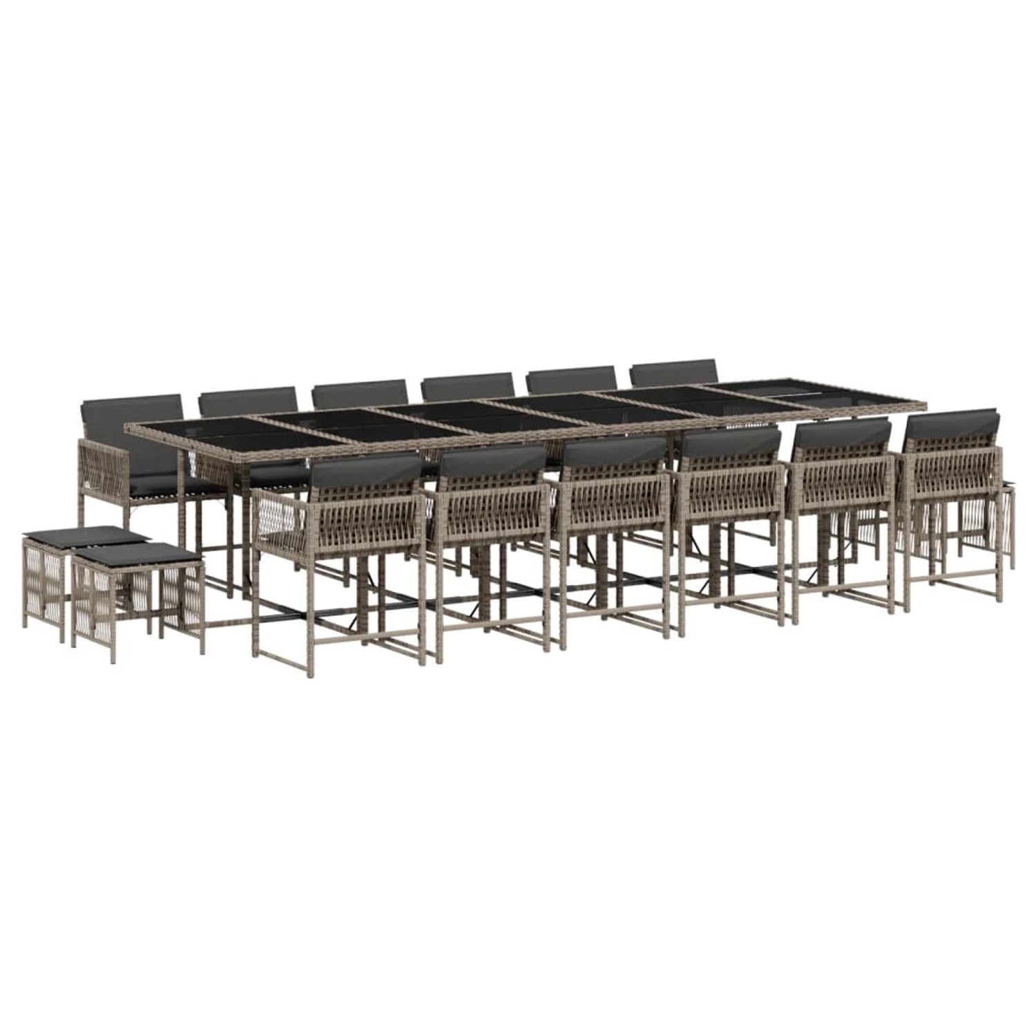 vidaXL 17-tlg Garten-Essgruppe mit Kissen Grau Poly Rattan Modell 14 vidaXL 17-tlg Garten-Essgruppe mit Kissen Grau Poly Rattan Modell 14 von VIDAXL