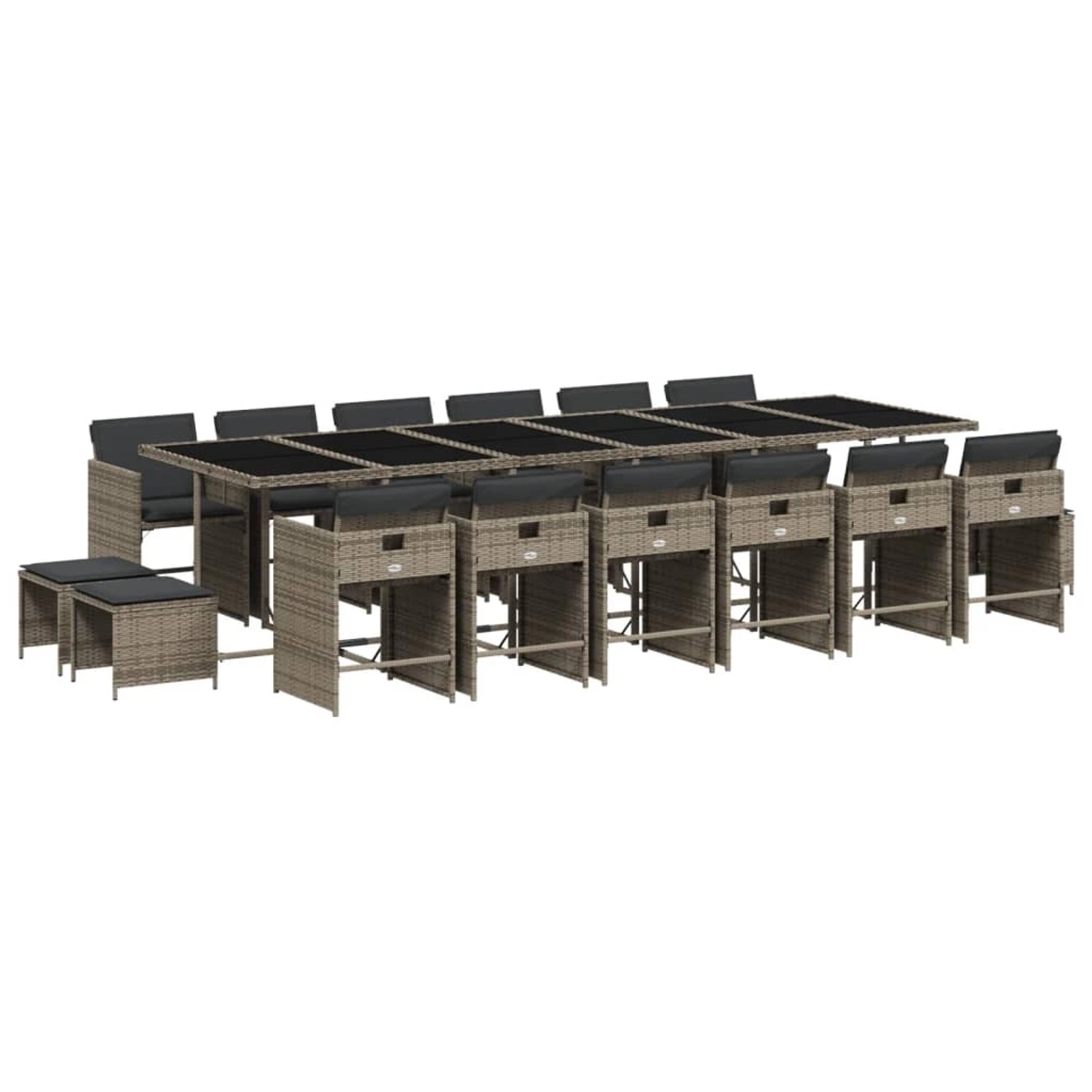 vidaXL 17-tlg Garten-Essgruppe mit Kissen Grau Poly Rattan Modell 2 vidaXL 17-tlg Garten-Essgruppe mit Kissen Grau Poly Rattan Modell 2 von VIDAXL