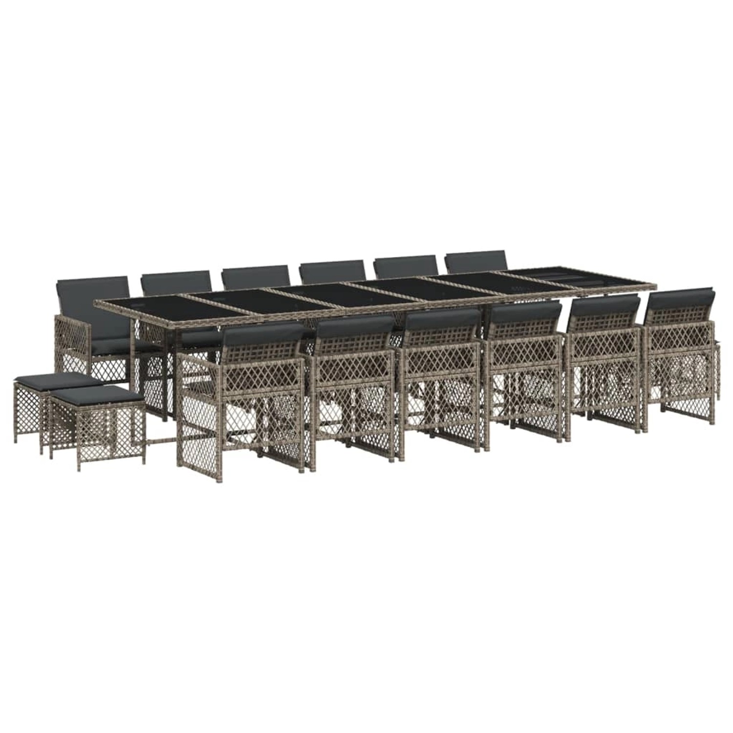 vidaXL 17-tlg Garten-Essgruppe mit Kissen Grau Poly Rattan Modell 20 vidaXL 17-tlg Garten-Essgruppe mit Kissen Grau Poly Rattan Modell 20 von VIDAXL