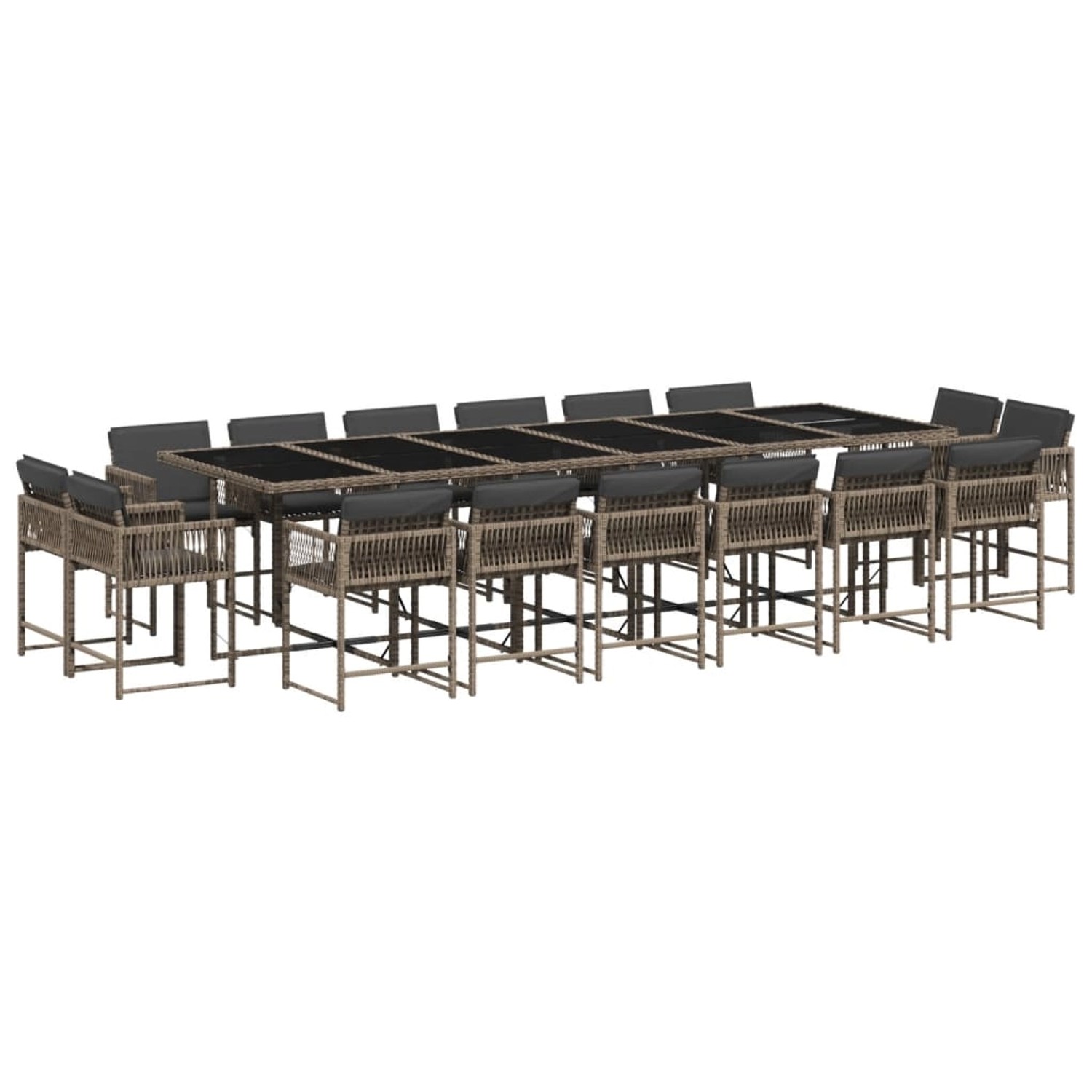 vidaXL 17-tlg Garten-Essgruppe mit Kissen Grau Poly Rattan Modell 21 vidaXL 17-tlg Garten-Essgruppe mit Kissen Grau Poly Rattan Modell 21 von VIDAXL
