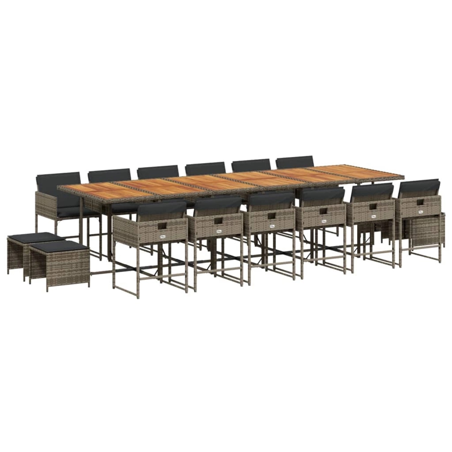 vidaXL 17-tlg Garten-Essgruppe mit Kissen Grau Poly Rattan Modell 8 vidaXL 17-tlg Garten-Essgruppe mit Kissen Grau Poly Rattan Modell 8 von VIDAXL