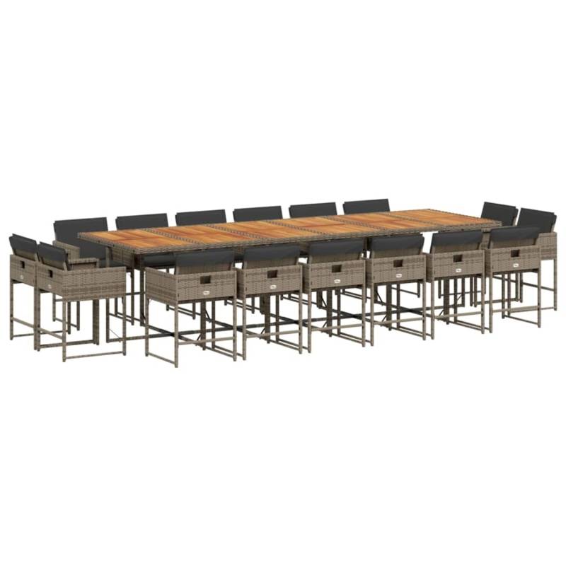 vidaXL 17-tlg Garten-Essgruppe mit Kissen Grau Poly Rattan Modell 9 von VIDAXL