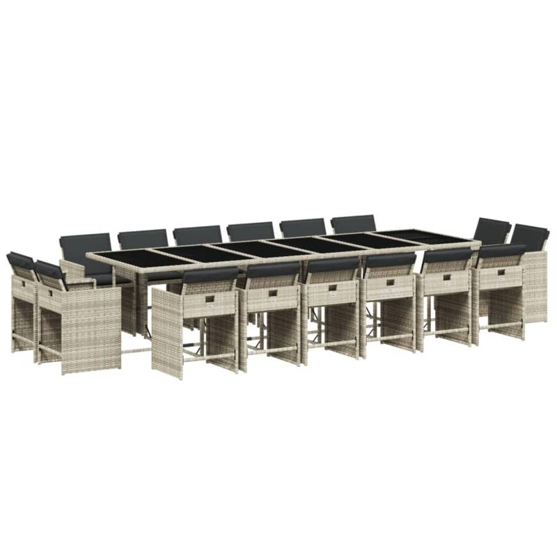 vidaXL 17-tlg Garten-Essgruppe mit Kissen Hellgrau Poly Rattan Modell 1 von VIDAXL