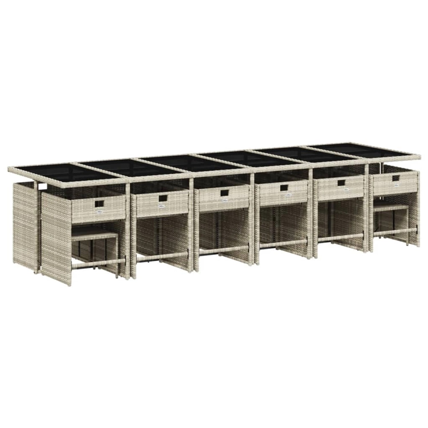vidaXL 17-tlg Garten-Essgruppe mit Kissen Hellgrau Poly Rattan Modell 2 vidaXL 17-tlg Garten-Essgruppe mit Kissen Hellgrau Poly Rattan Modell 2 von VIDAXL