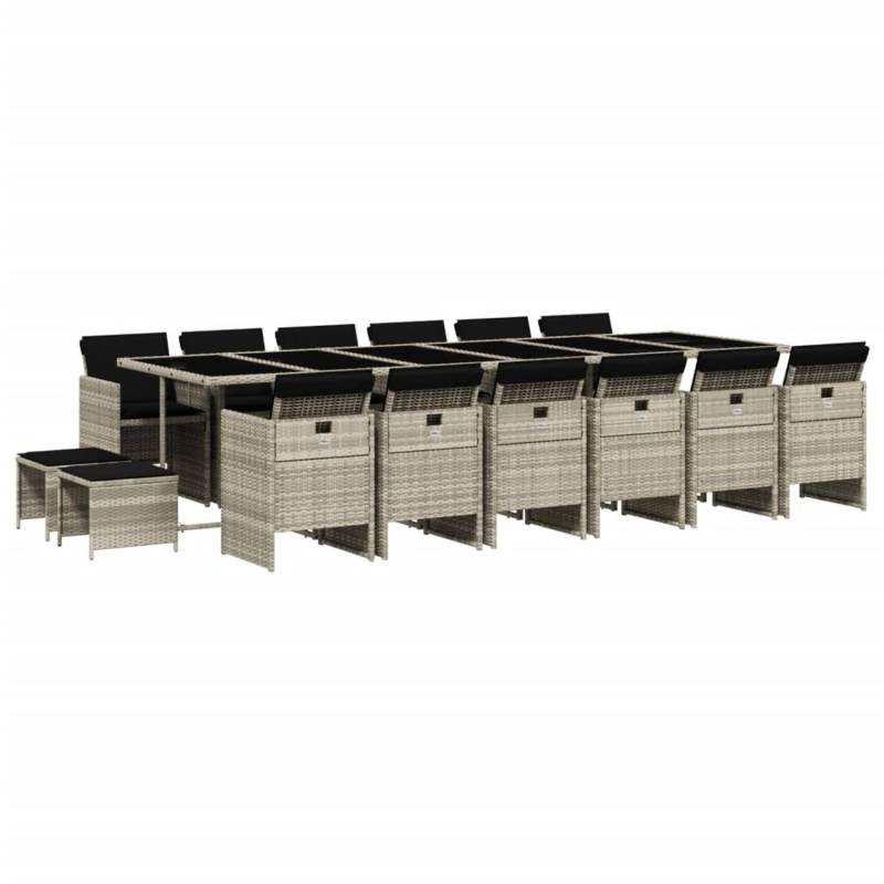 vidaXL 17-tlg Garten-Essgruppe mit Kissen Hellgrau Poly Rattan Modell 3 von VIDAXL