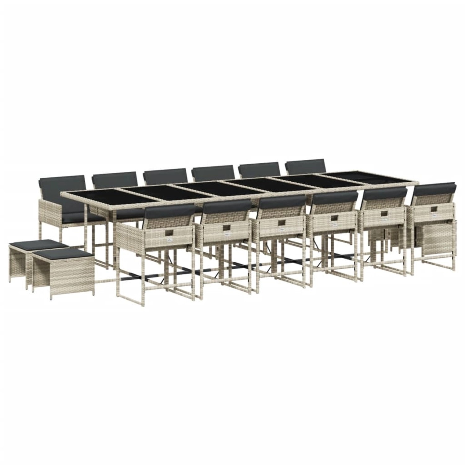 vidaXL 17-tlg Garten-Essgruppe mit Kissen Hellgrau Poly Rattan Modell 4 vidaXL 17-tlg Garten-Essgruppe mit Kissen Hellgrau Poly Rattan Modell 4 von VIDAXL