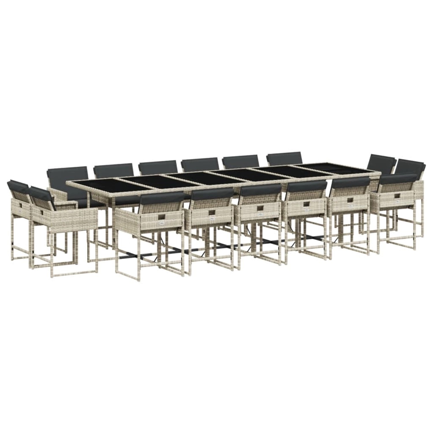 vidaXL 17-tlg Garten-Essgruppe mit Kissen Hellgrau Poly Rattan Modell 5 vidaXL 17-tlg Garten-Essgruppe mit Kissen Hellgrau Poly Rattan Modell 5 von VIDAXL